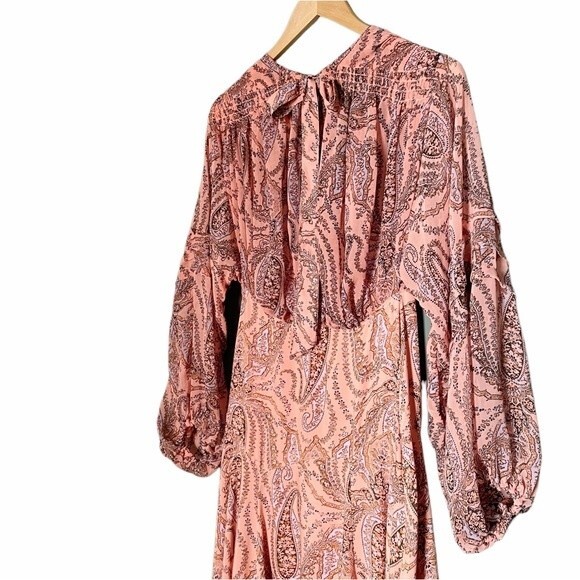 NWT Free People Mirage Maxi Dress Long Sleeve Flowy Boho Peach Combo Size 2 NEW - Picture 10 of 16